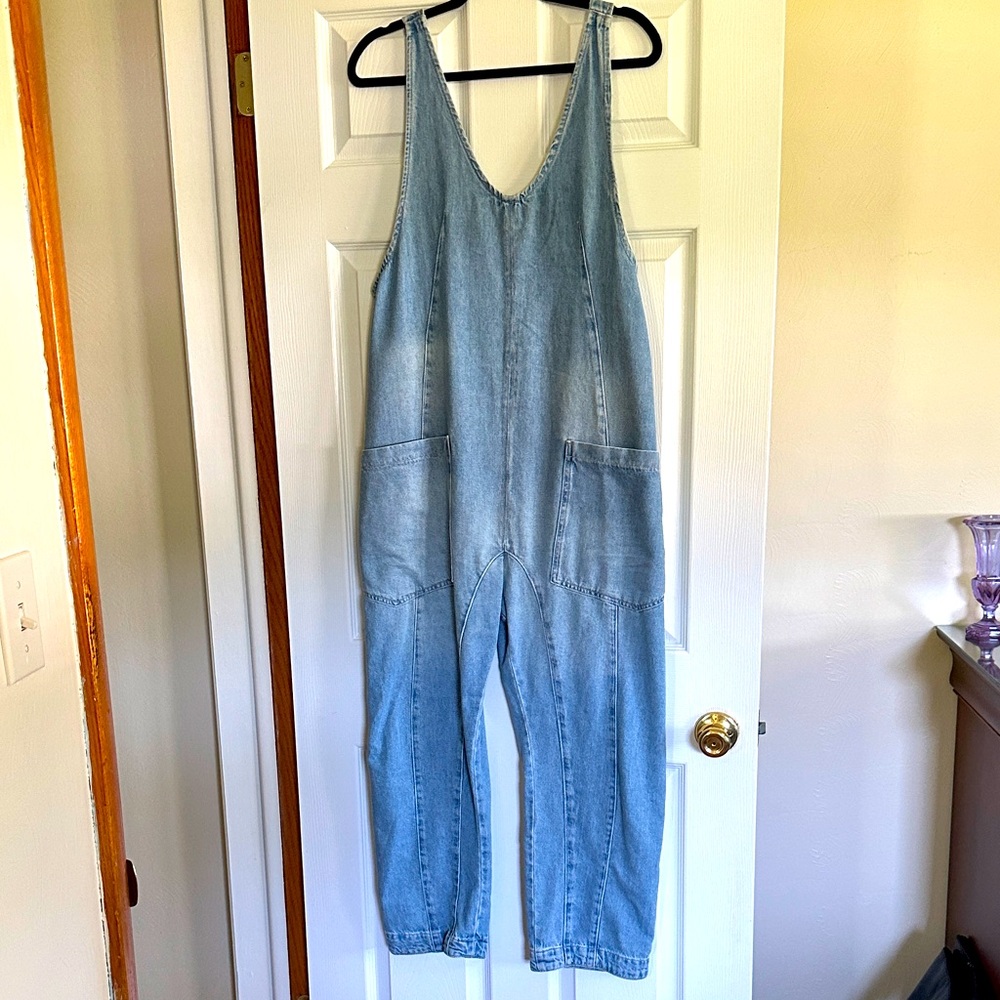 We The Free Light Blue Denim Jumpsuit New w/o High Rollers Overalls